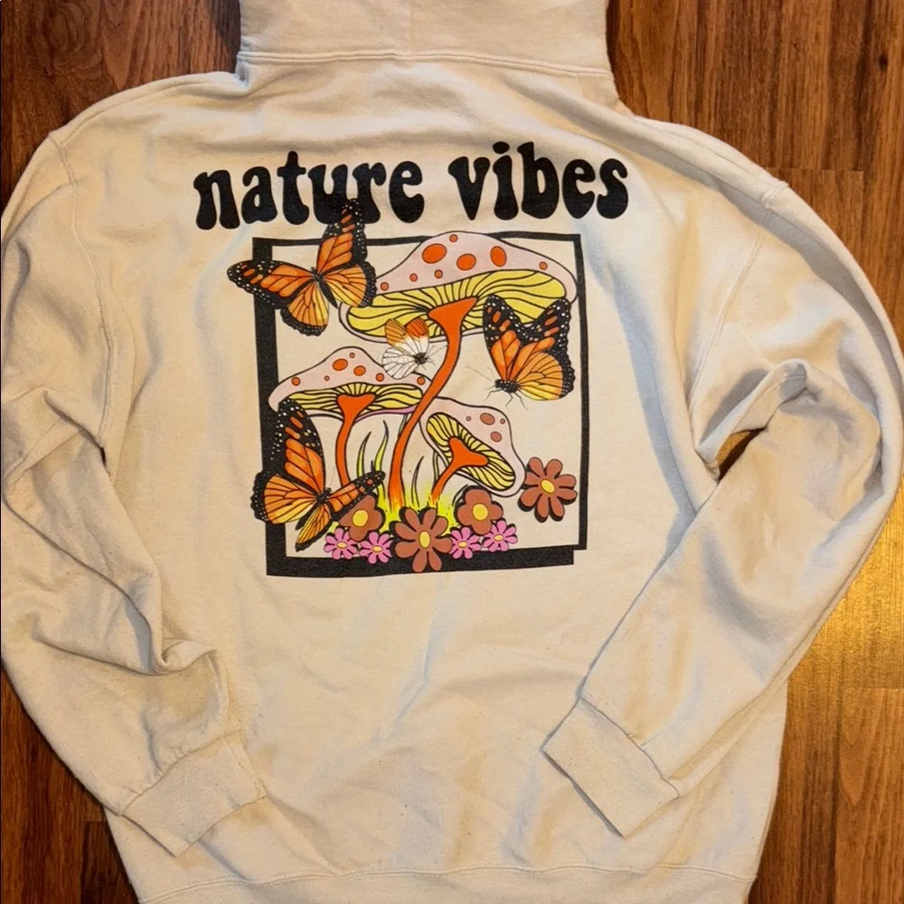 Cream Hoodie with Graphic Patch - Picture 3 of 3